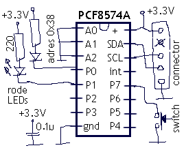 I2C testschakeling met PCF8574A